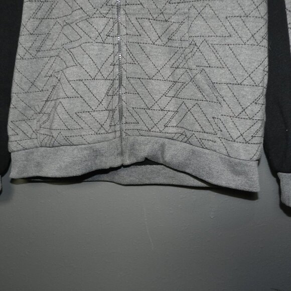 G-Net Mens Grey And Black Print Faux Fur Zip Up Winter Hoodie Jacket Size Large - Picture 2 of 7